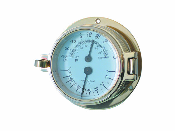 meridian zero channel brass comfort meter, thermometer, hygrometer