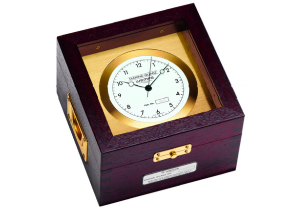 Wempe Marine Quartz Chronometer - Brass - In Mahogany Box