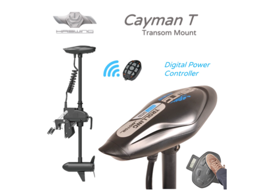 Haswing Cayman T, Transom Mount Electric Outboard Trolling Motor, Wireless Controller - In Stock