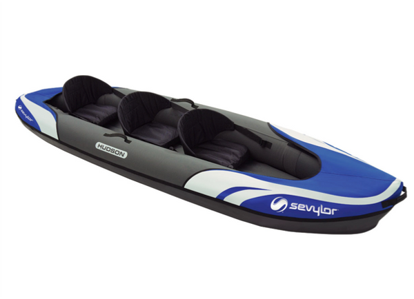 Sevylor Hudson Inflatable Kayak with 2 x Bravo KC Compact Paddles, Bravo 4 Pump & 2 x Baltic Canoe Buoyancy Aids - 2 + 1 Persons - New 2023 Model