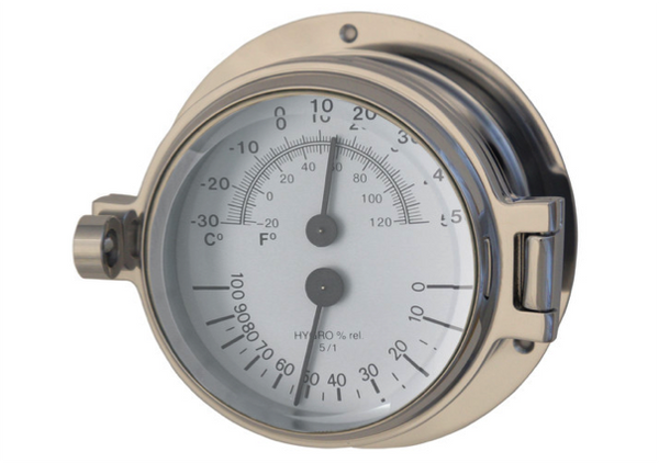 Meridian Zero Channel Range Polished Chrome Comfort Mater, Thermometer, Hygrometer 3"/75mm