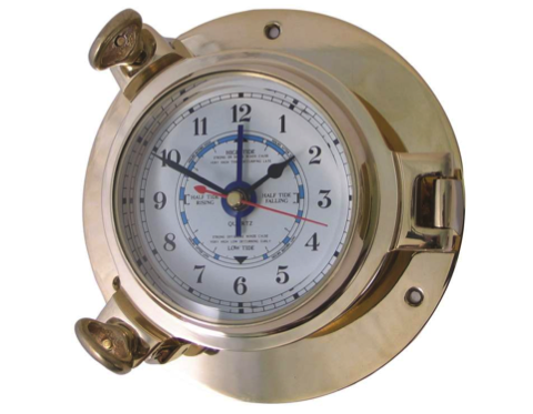 Meridian Zero Small Porthole Tide Clock - Brass - 3"/76mm Face