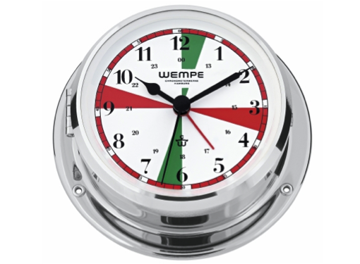 Wempe Skiff Series Yacht Clock with Alarm Function/Radio Sectors 110mm - Chrome Case