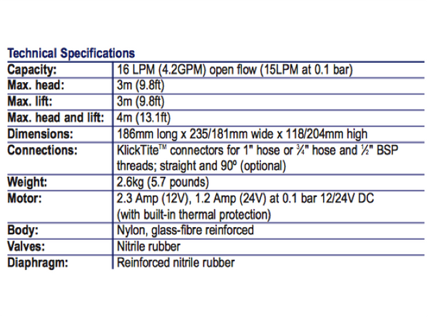 Johnson Viking Power 16 Waste Water Pump 12 24V In Stock The
