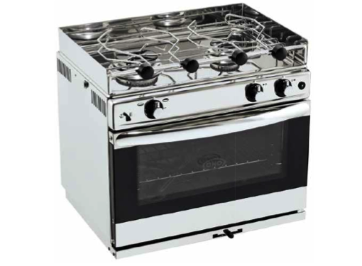 Eno Grand Large 2 - Stainless Steel 2 Burner Hob with Oven & Grill - Ignition, Gimbals & Pan Clamps