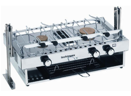 Techimpex Skipper Double Burner Hob & Griil with Pan Clamps & Gimbals