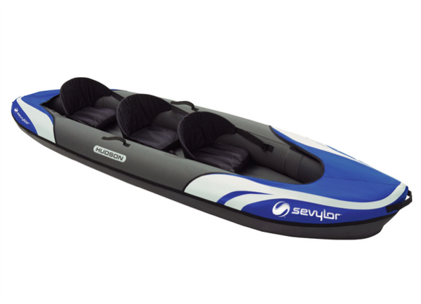Sevylor Hudson Inflatable Kayak with 2 x Bravo KC Compact Paddles & Bravo 4 Pump - 2 + 1 Persons - New 2023 Model