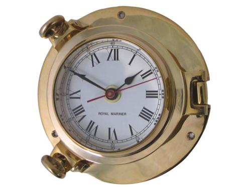 Meridian Zero Small Porthole Clock - Brass - 3"/76mm Face