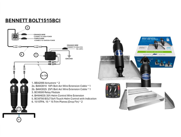 Bennett Bolt 1515BCI Trim Tabs System with Soft Touch Control &  15" x 15" Trim Plates - Cost Price whilst Stocks Last - In Stock
