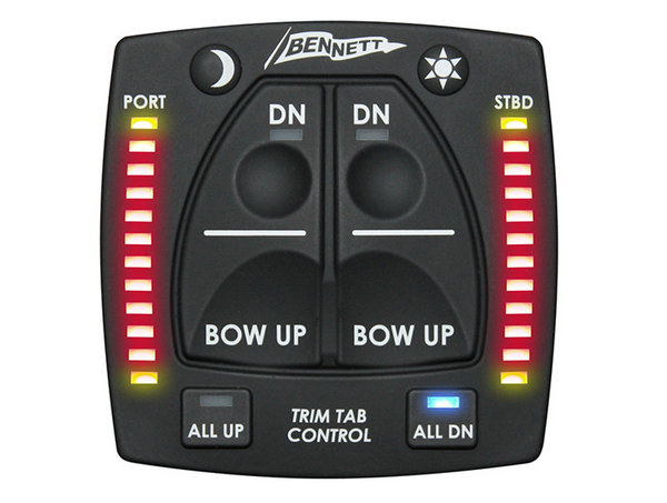 Bennett Standard Hydraulic Trim Tab System with All-In-One Indicator Control Switch - Trailing Edge & Rivited Angle - 4 Sizes