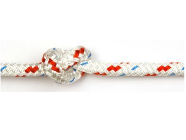 Kingfisher Braid On Braid Rope 16 Platt- Sizes 6,8,10, & 12mm- Colour White/Red Fleck