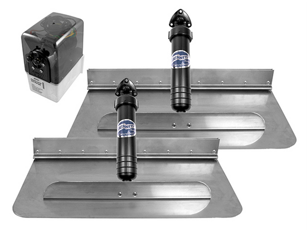 Bennett Standard Hydraulic Trim Tab System with ATP Auto Trim Pro Control Switch - Trailed Edge & Rivetted Angle Plates