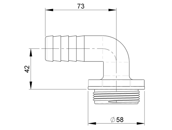 TruDesign Aquavalve Tail 90° 25mm 1½” BSP-inc Blue Seal - White