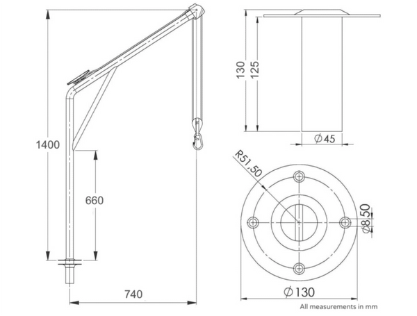 Stainless Steel Davits (Pair) – 120kg Load