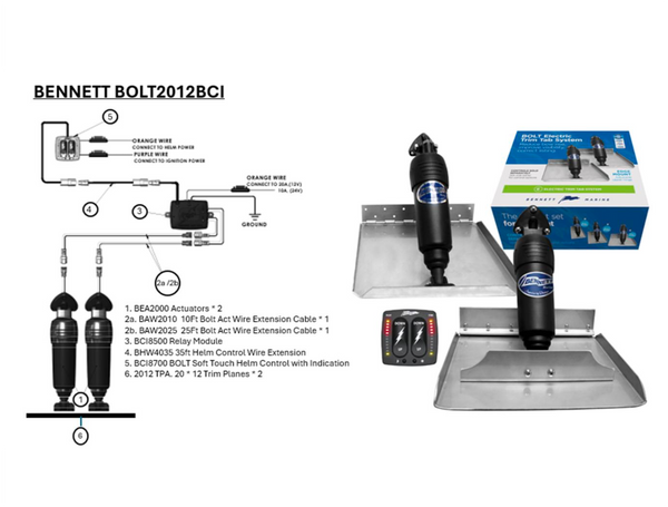 Bennett Bolt 2012BCI Trim Tabs System with  Soft Touch Control &  20" x 12" Trim Plates - Cost Price whilst Stocks Last - In Stock
