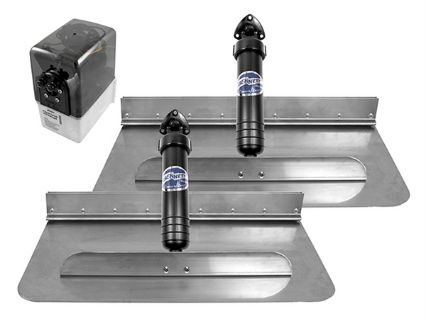 Bennett Standard Hydraulic Trim Tab System with All-In-One Indicator Control Switch - Trailing Edge & Rivited Angle - 4 Sizes