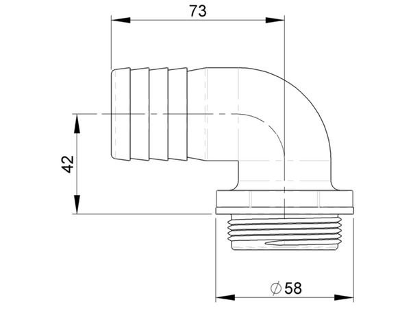 TruDesign Aquavalve Tail 90° 38mm 1½” BSP-inc Blue Seal -White