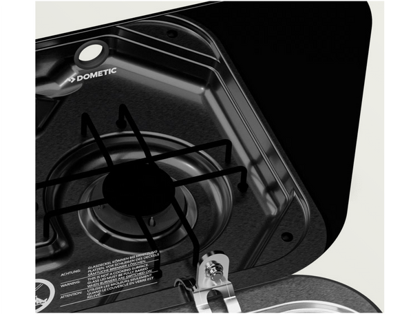 Dometic PI8022M Two Burner Gas Hob with Glass Lid - 480 x 370mm