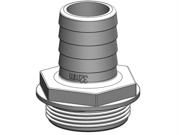 TruDesign Aquavalve Hose Tail 25mm 1½” BSP White