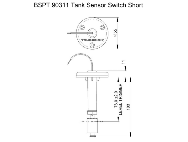 Trudesign Tank Sensor Switch Short Flange Mount