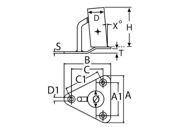 Proboat Stnd Stainless Steel Stanchion Base-Toe Rail 3 & 5º