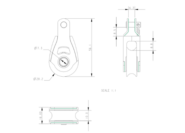 Allen A2030F 30mm Single Block with Fork Head c/w Removable Pin