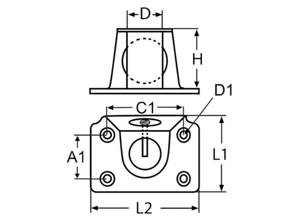 Proboat Stnd Stainless Steel Stanchion Base - Rectangle 0º