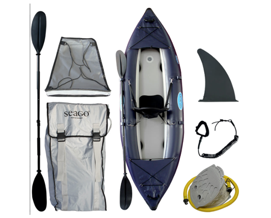 Seago Quebec 1-2 Person Inflatable Kayak Kit with High Pressure Floor - In Stock