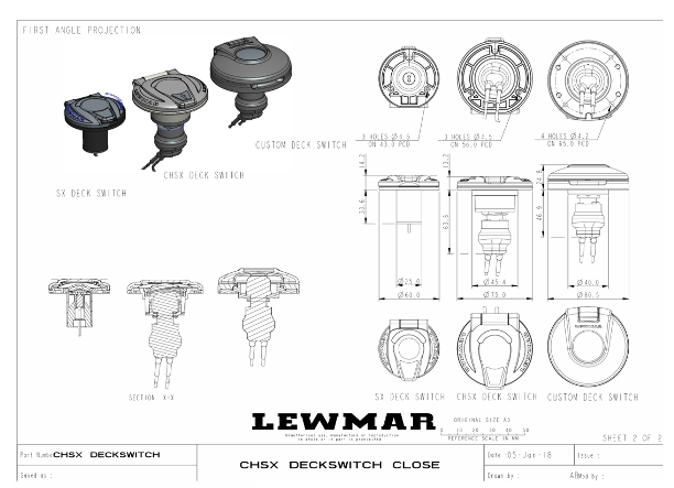 Lewmar CHSX Deck Switch Black Plastic Open The Wetworks Lewmar CHSX Deck Switch Black Plastic Open The Wetworks