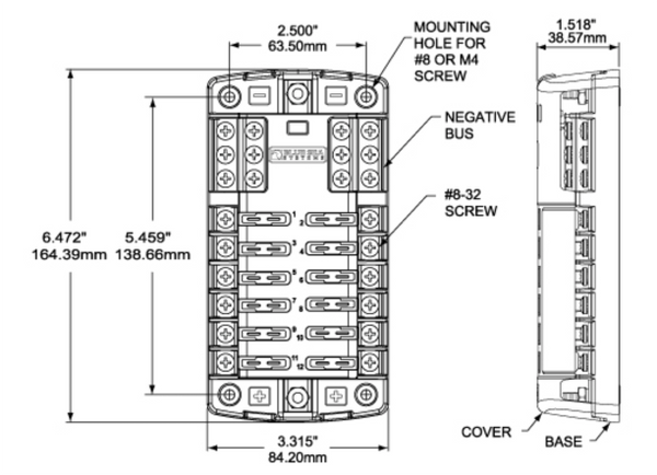 Blue Sea 12 Circuit ST Blade Split Bus Fuse Block