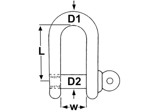 Proboat Standard Load Rated Stainless Steel D Shackles - 9 Sizes