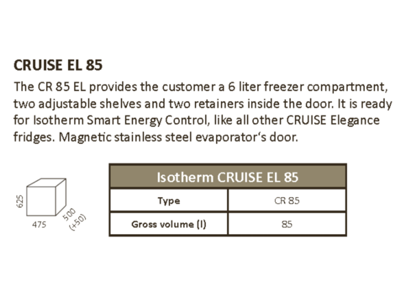 Isotherm Cruise Elegance Line Silver Marine Refrigerators - 49/65/85/130 Litres