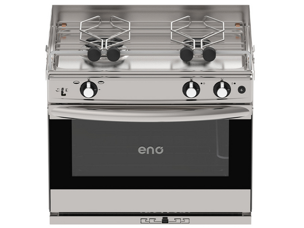 Eno Grand Large 2 - Stainless Steel 2 Burner Hob with Oven & Grill - Ignition, Gimbals & Pan Clamps