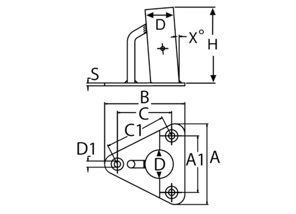 Proboat Angled Stainless Steel Stanchion Bases Triangular - 3° & 5°