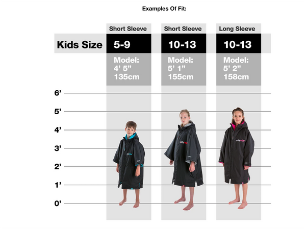 Dryrobe Advance Long Sleeve Kids 10-13 - Black/Blue or Black/Pink - In Stock