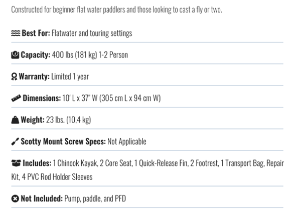Aquaglide Chinook 100 Kayak - 1-2 Persons