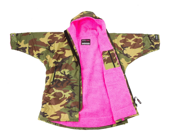 Dryrobe Advance Kids Long Sleeve -Camo Grey & Camo Pink - Kids 10-13 Years