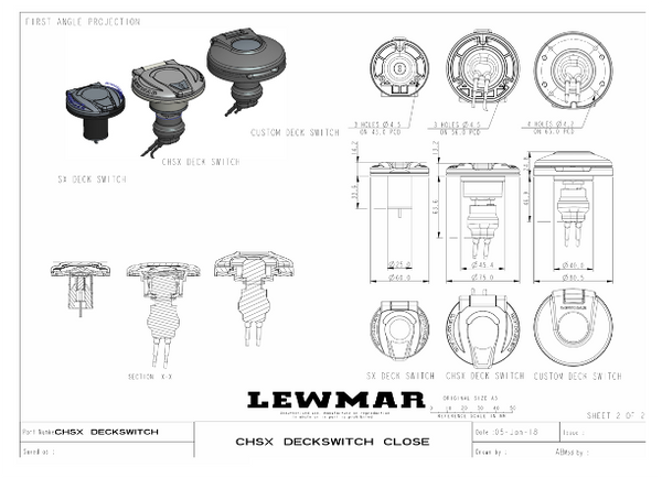 Lewmar CHSX Footswitch Assembly Stainless Steel - Open