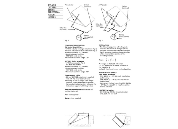 Ultraflex Electro Mechanical Hatch Lifters - Various Sizes