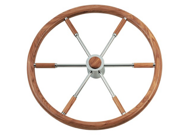Stainless Steel Steering Wheel with Wood Rim - 3 Sizes