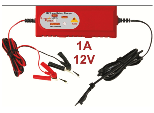 Sterling 1 Amp 12v Battery Charger - Fully Automatic Microprocessor Controlled