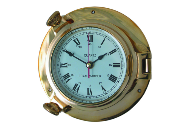 Meridian Zero Porthole Range Medium Brass Clock - The Wetworks