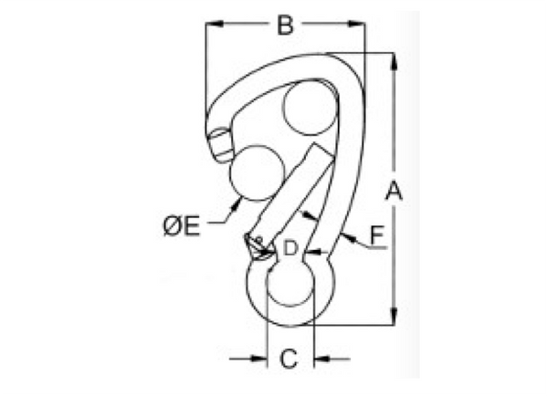 Kong Carbine Hook Carabiner Asymmetric without Eye - 6 Sizes