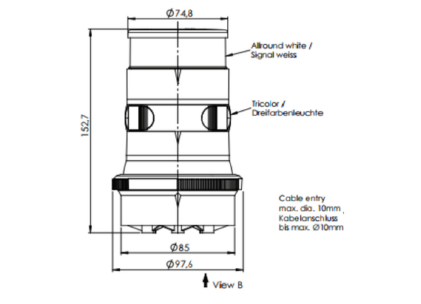 Aqua Signal Series 34 Led 12/24V Tricolour Navigation Light