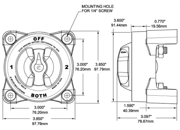 Blue Sea Battery Switch - Heavy Duty - On/Off