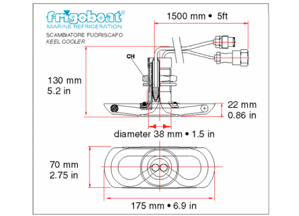 Frigoboat E50362Z  Keel Cooler Long Stud With Protective Zinc Anodes (100mm Max Hull Thickness)