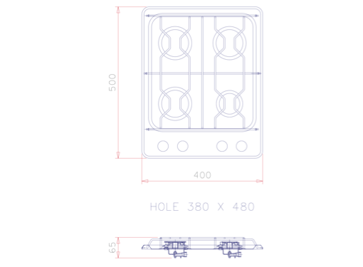 Techimpex Seafarer 4 Built In Gas Hob 4 Burner