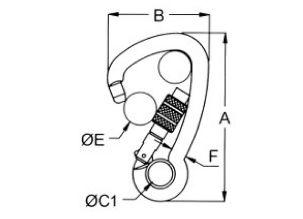 Kong Carbine Hook Carabiner Asymmetric with Eye and Screw Lock - 3 Sizes