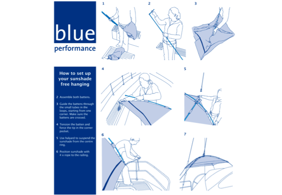 Blue Performance Sunshade - Free Hanging - 4 Sizes