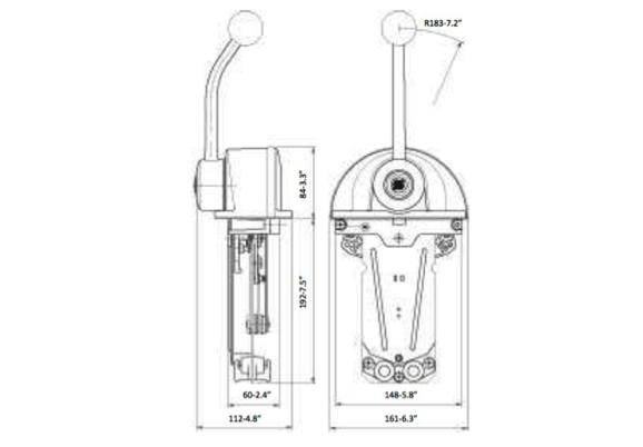 Ultraflex Low Profile B301B Single Lever Top Mount Control